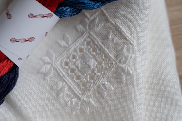 Zbliżenie ściegów haftu
